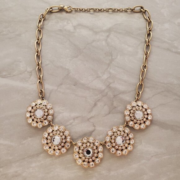 ✨ J.Crew Classic Rhinestones Pave Crystal Medallion Statement Necklace ✨ - Picture 1 of 16
